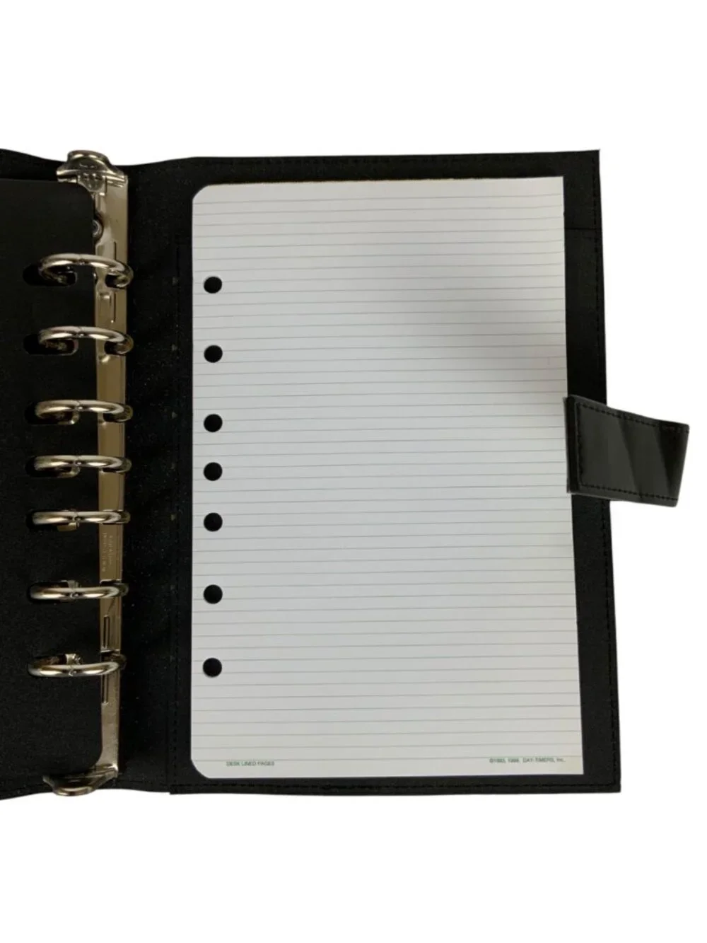 Day-Timer Black Synthetic Leather Planner 7 Ring Binder With Snap Closure